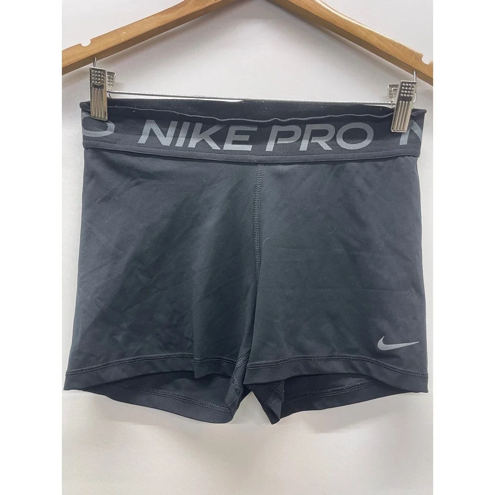 Nike Pro Dri-FIT Women Black 3 Inch Compression Athletic Training Shorts Medium